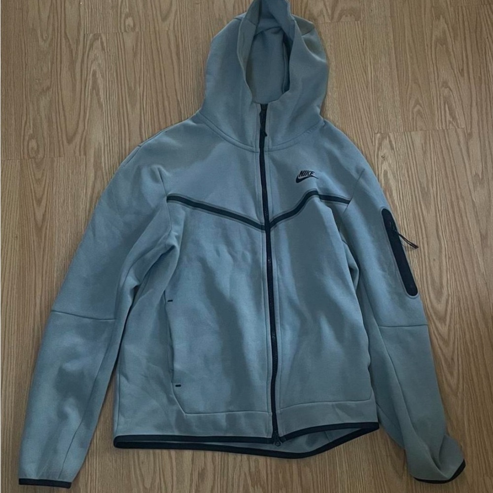 Nike Light Gray Hooded Jacket with Black Trim